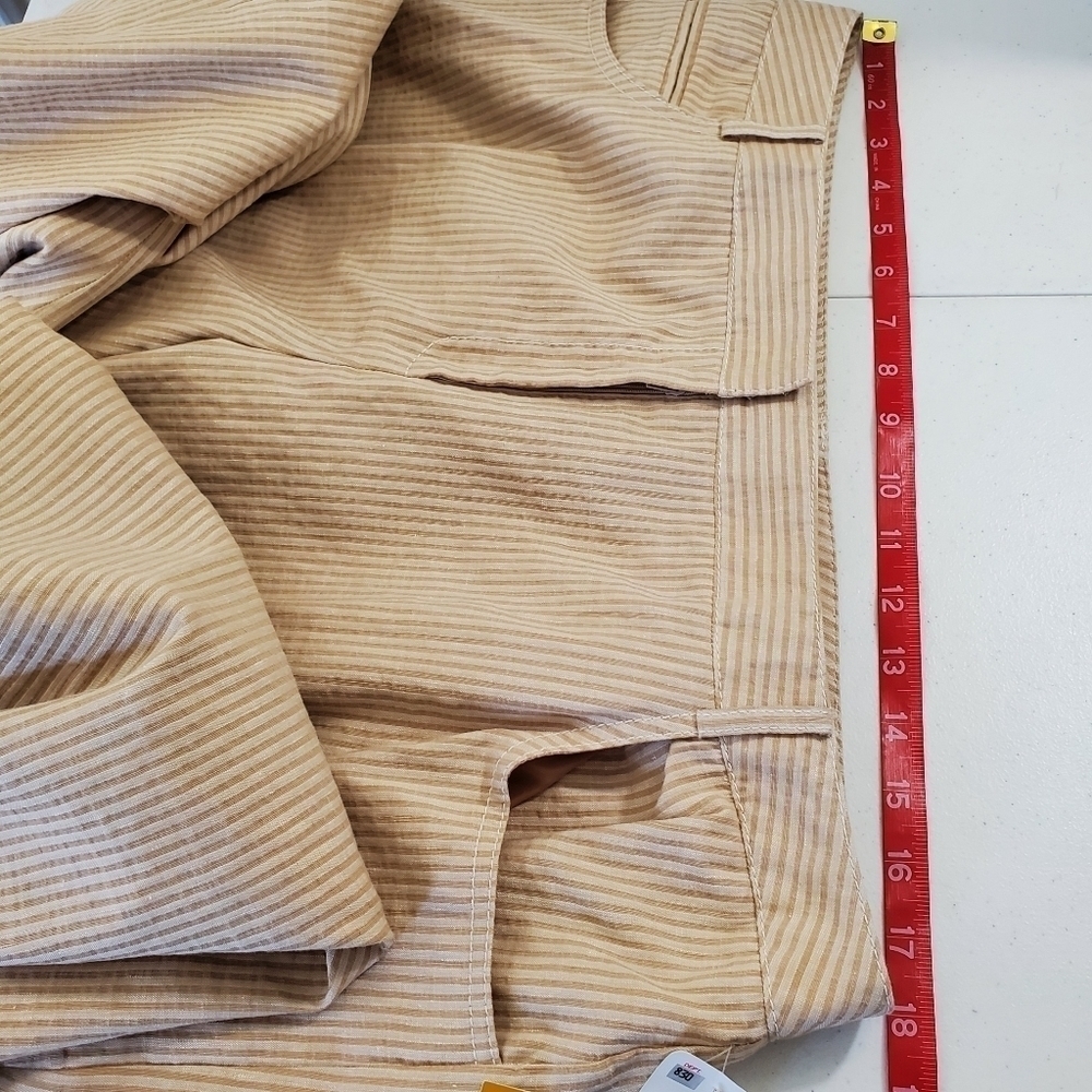 NEW Linen Cotton Striped Plus Size Pants Size 16W Kasper Ankle Trousers Office - Picture 7 of 12